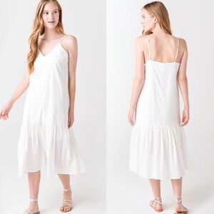 NWT Deluc Stephanie ruffle tiered midi dress 100% cotton white size small